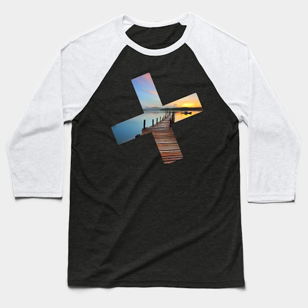 Slanted Cross Deck Lanscape Baseball T-Shirt by shellysom91